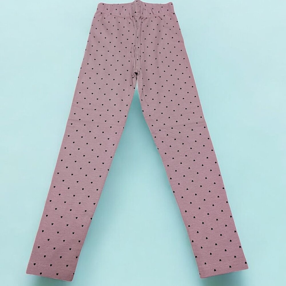 Pepco Full length Soft Cotton Mauve Hearts leggings Skinny Fit stretchy NWOT